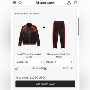 Sergio Tacchini Brown and Red Velour Set